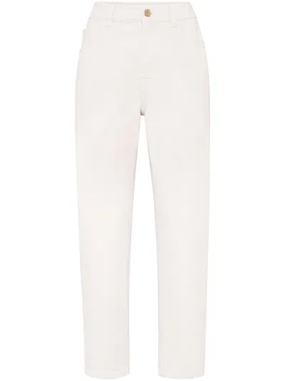 Brunello Cucinelli Monili-chain High-rise Straight-leg Jeans In Neutrals