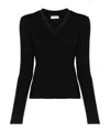 Brunello Cucinelli Blue Ribbed Wool Sweater In Black
