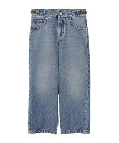 Brunello Cucinelli Kids' Monili Chain Mid-rise Straight-leg Jeans In Blue