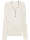 Brunello Cucinelli Monili-chain Ribbed Jumper In Neutrals