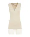 Brunello Cucinelli Monili-chain Ribbed Tank Top In Nude