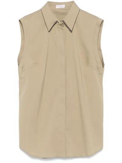 Brunello Cucinelli Monili-chain Shirt In Green