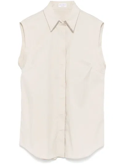 Brunello Cucinelli Monili-chain Shirt In Neutrals