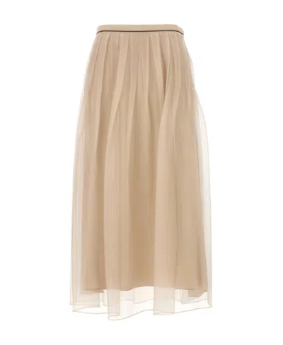 BRUNELLO CUCINELLI BRUNELLO CUCINELLI HIGH-WAISTED PLEATED MIDI SKIRT