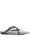 Brunello Cucinelli Flat Square Pointed Ballet Shoes In Grey