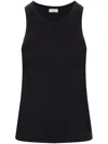 Brunello Cucinelli Black Sleeveless Top With Round Neck And Monil Detail On The Rear In Cotton Stretch Woman In Black