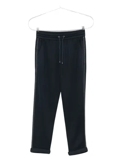 Brunello Cucinelli Monili-chain Track Pants In Blue