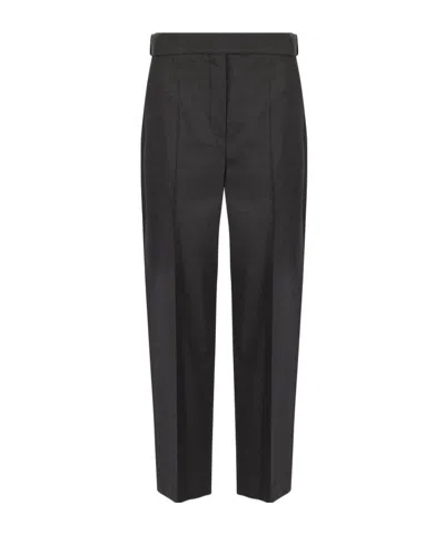 Brunello Cucinelli Wool High Waist Trousers With Bead Detail In Grey