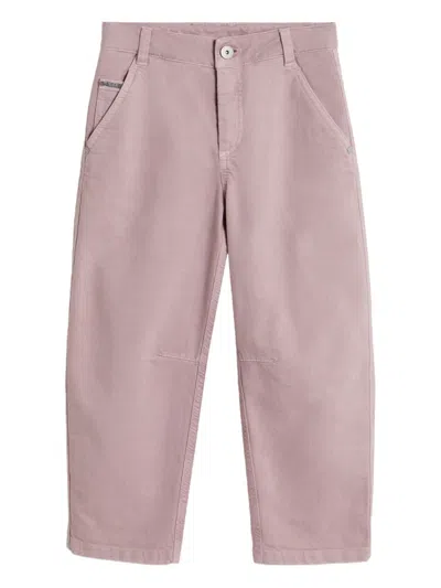 Brunello Cucinelli Kids' Monili-chain Trousers In Purple