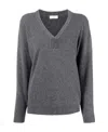 Brunello Cucinelli Monili-chain V-neck Cashmere Jumper In Black