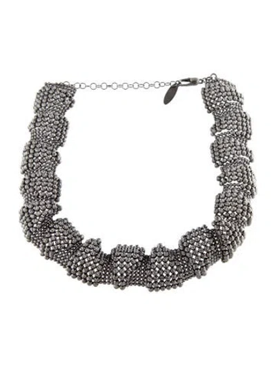 Pre-owned Brunello Cucinelli Monili Choker Necklace, 16" In Gray