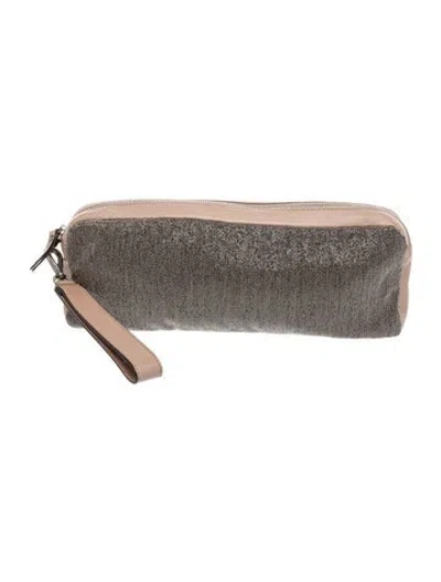 Pre-owned Brunello Cucinelli Monili Clutch In Metallic/neutrals/silver