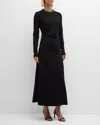 Brunello Cucinelli Elegant Wool Midi Dress With Monili Detail In C036 Black