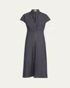 Brunello Cucinelli Monili Collar No Fade Midi Denim Dress In Denim