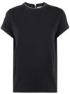 Brunello Cucinelli Monili Collar Round Neck Tee Shirt In Black