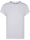 Brunello Cucinelli Stretch Cotton Jersey T-shirt With Precious Faux-layering In White