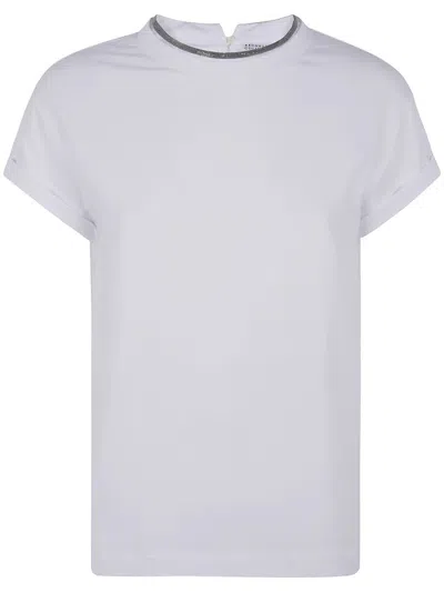 Brunello Cucinelli Monili Collar Round Neck Tee Shirt Clothing In White