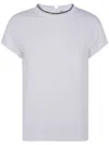 Brunello Cucinelli Stretch Cotton Jersey T-shirt With Precious Faux-layering In White