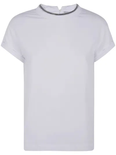 Brunello Cucinelli Stretch Cotton Jersey T-shirt With Precious Faux-layering In Grey