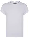 Brunello Cucinelli Stretch Cotton Jersey T-shirt With Precious Faux-layering In White