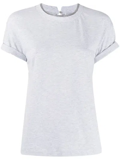 BRUNELLO CUCINELLI MONILI COLLAR ROUND NECK TEE SHIRT,M0T18BD200 096 C8003 SILVER