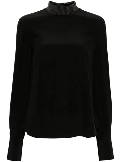 Brunello Cucinelli Monili Collar Top In Black