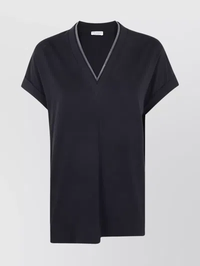 BRUNELLO CUCINELLI MONILI COLLAR VNECK T-SHIRT SHIRT