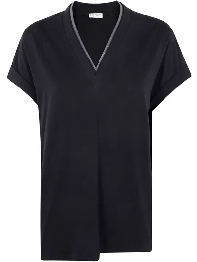 BRUNELLO CUCINELLI BRUNELLO CUCINELLI MONILI COLLAR VNECK TEE SHIRT