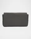 Brunello Cucinelli Monili Convertible Flap Leather Clutch Bag In Silver