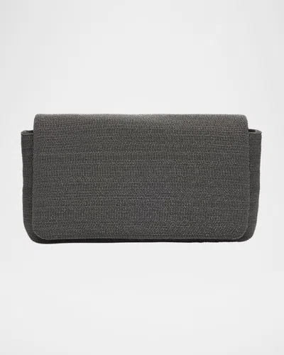 BRUNELLO CUCINELLI MONILI CONVERTIBLE FLAP LEATHER CLUTCH BAG