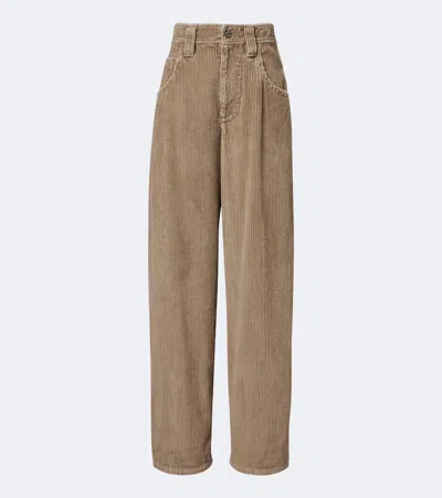 Brunello Cucinelli Monili Cotton Corduroy Straight Pants In Brown