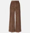 Brunello Cucinelli Monili Cotton Corduroy Wide-leg Pants In Brown