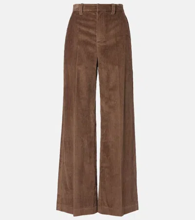Brunello Cucinelli Monili Cotton Corduroy Wide-leg Pants In Brown