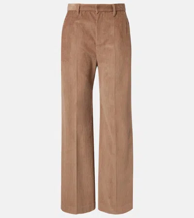 Brunello Cucinelli Monili Cotton Corduroy Wide-leg Pants In Brown
