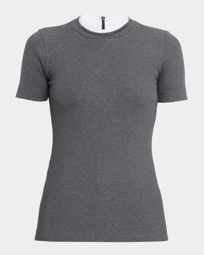 Brunello Cucinelli Monili Cotton Stretch Short-sleeve T-shirt In Gray