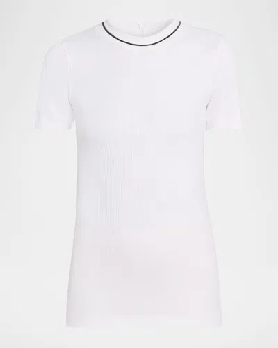 Brunello Cucinelli Monili Cotton Stretch Short-sleeve T-shirt In White