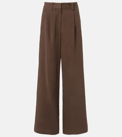 Brunello Cucinelli Monili Cotton Wide-leg Pants In Brown