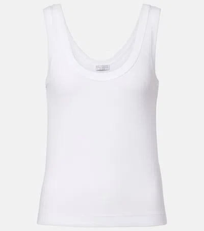 Brunello Cucinelli Monili Cotton-blend Tank Top In White