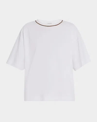 Brunello Cucinelli Monili Crewneck Short-sleeve T-shirt In White