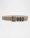 Brunello Cucinelli Monili Croc-embossed Leather Belt In Brown