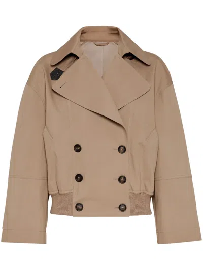 Brunello Cucinelli Monili Cropped-jacke In Nude