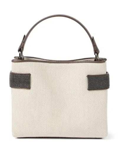 Brunello Cucinelli Monili Cross Body Bag In White