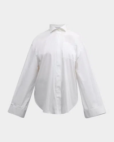 Brunello Cucinelli Monili-cuff Bell-sleeve Cotton Poplin Shirt In White