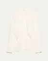 Brunello Cucinelli Monili-cuff Cotton Twill Gauze Slim Blouse In White
