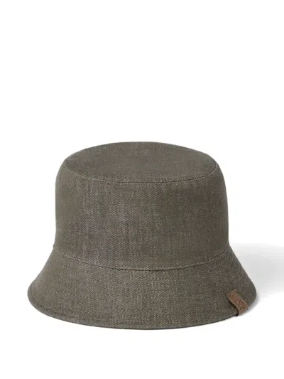 Brunello Cucinelli Monili Denim Bucket Hat In Gray