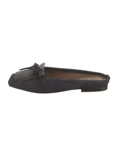 Pre-owned Brunello Cucinelli Monili Denim Mules W/ Tags In Blue