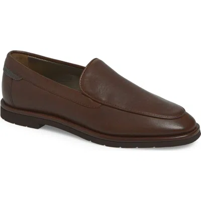 Brunello Cucinelli Monili Detail Apron Toe Loafer In Brown