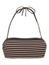 Brunello Cucinelli Striped Woven Halterneck Bikini Top