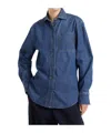 Brunello Cucinelli Blue Long Sleeve Shirt With Patch Pocket In Denim Woman In Blue