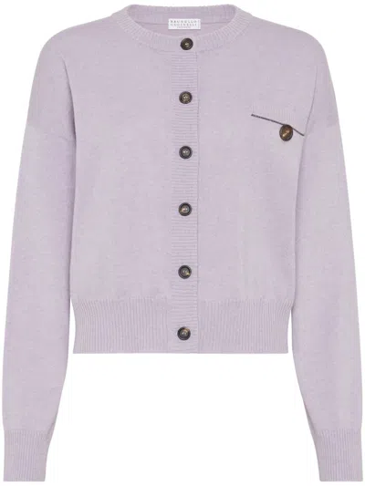 Brunello Cucinelli Monili-detail Cardigan In Purple